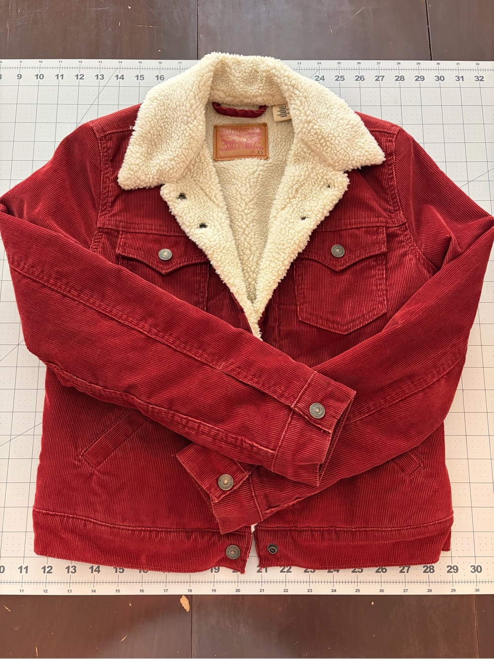 Levi's Brick Red Corduroy Sherpa-Lined Jacket